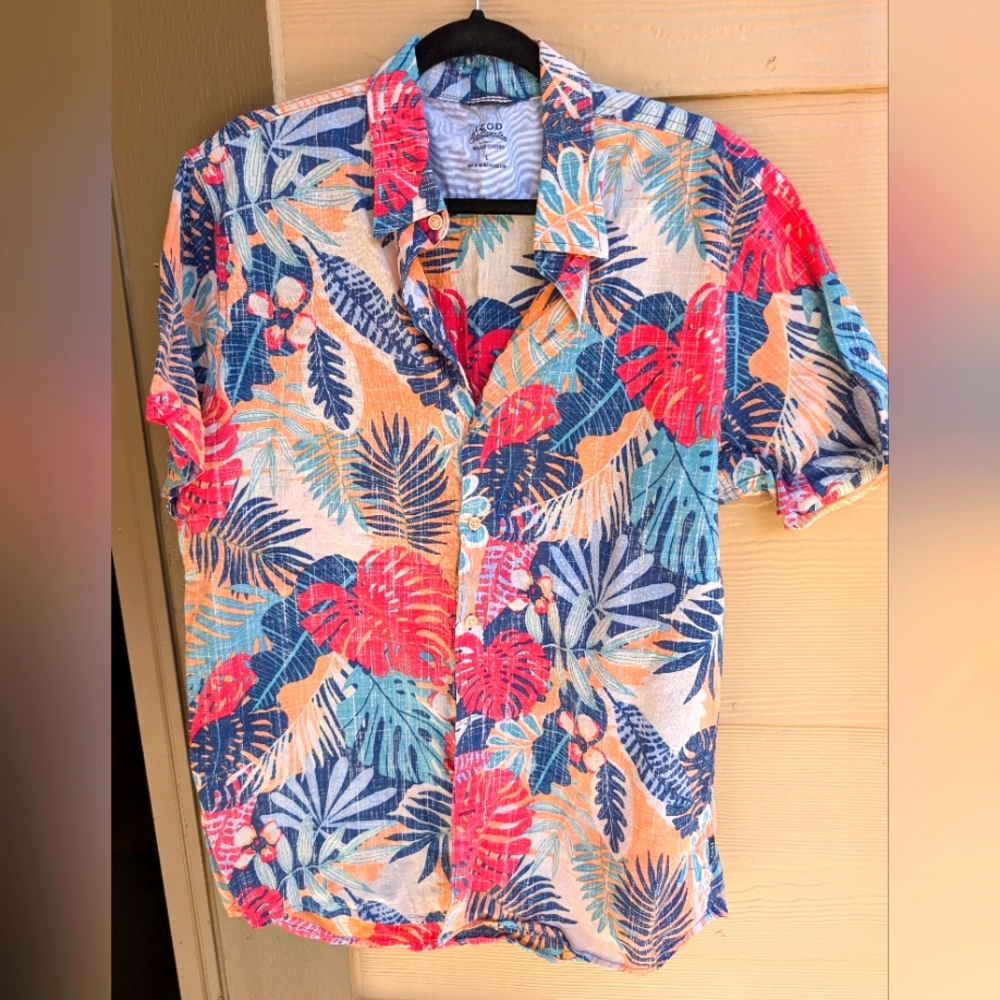Izod Tropical Print Button Shirt